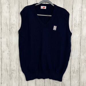 Vintage CBS News Olympics 3 Strikes Sleeveless V-Neck Knit Pullover Vest